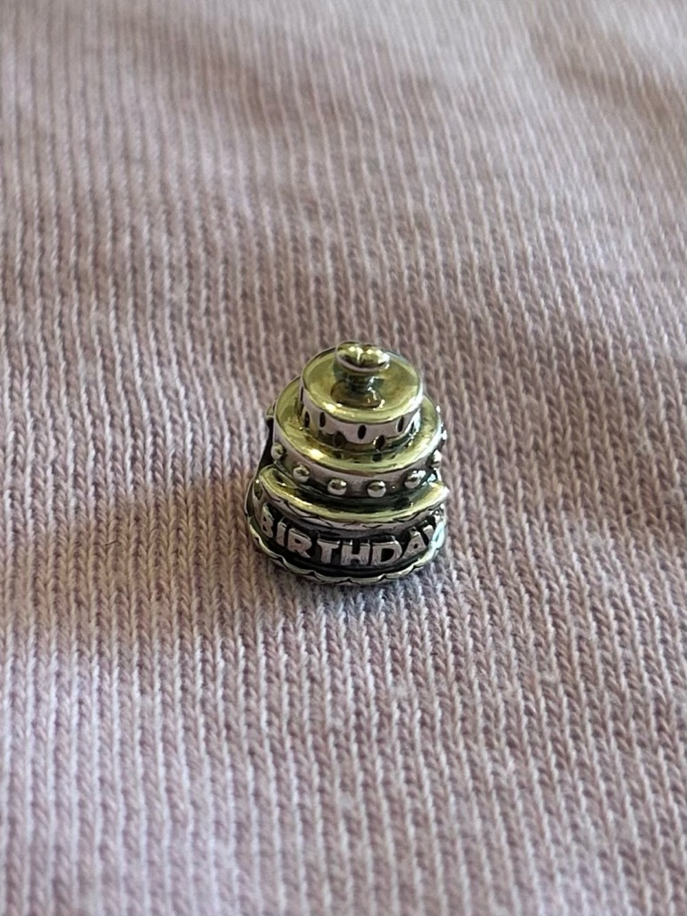 Pandora-style Sterling Silver Happy Birthday Cake Charm - Picture 2 of 3